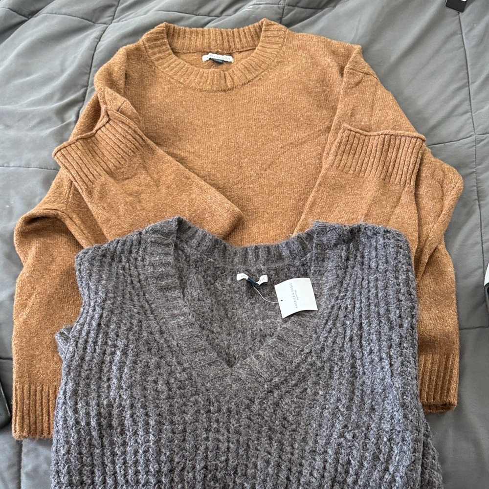 American Eagle Outfitters Brown and Gray Sweaters
